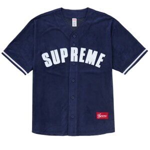 NWT Supreme Ultra Suede Mesh Baseball Jersey - Navy - Small